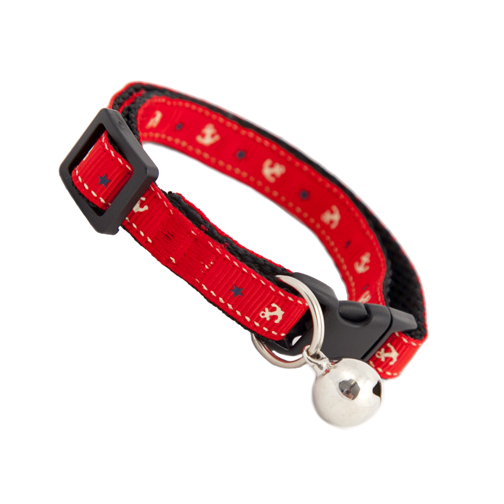 Anchors Away Cat Safety Collar Red Safety Buckle [Cat & Kitten